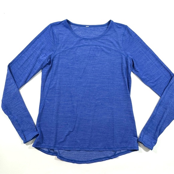 Lululemon On Track Long Sleeve Shirt Blue Cerulean - Picture 1 of 5